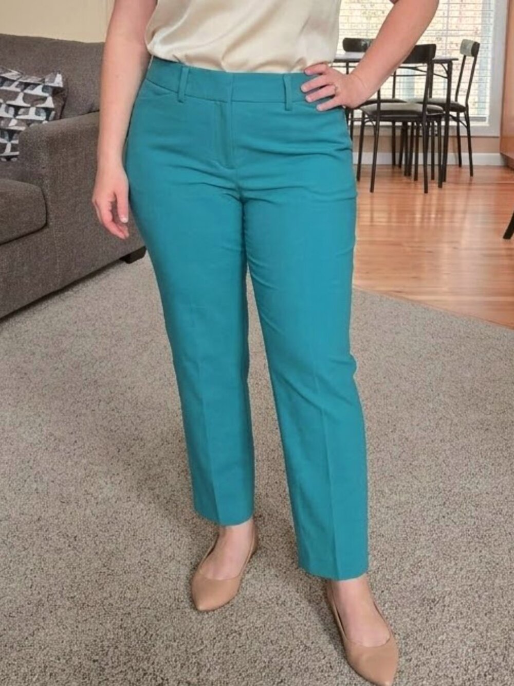 Ann Taylor Factory Teal Cropped Ankle Pants